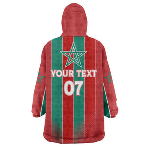 Custom Morocco Football KId Wearable Blanket Hoodie Nations Cup 2024 Atlas Lions