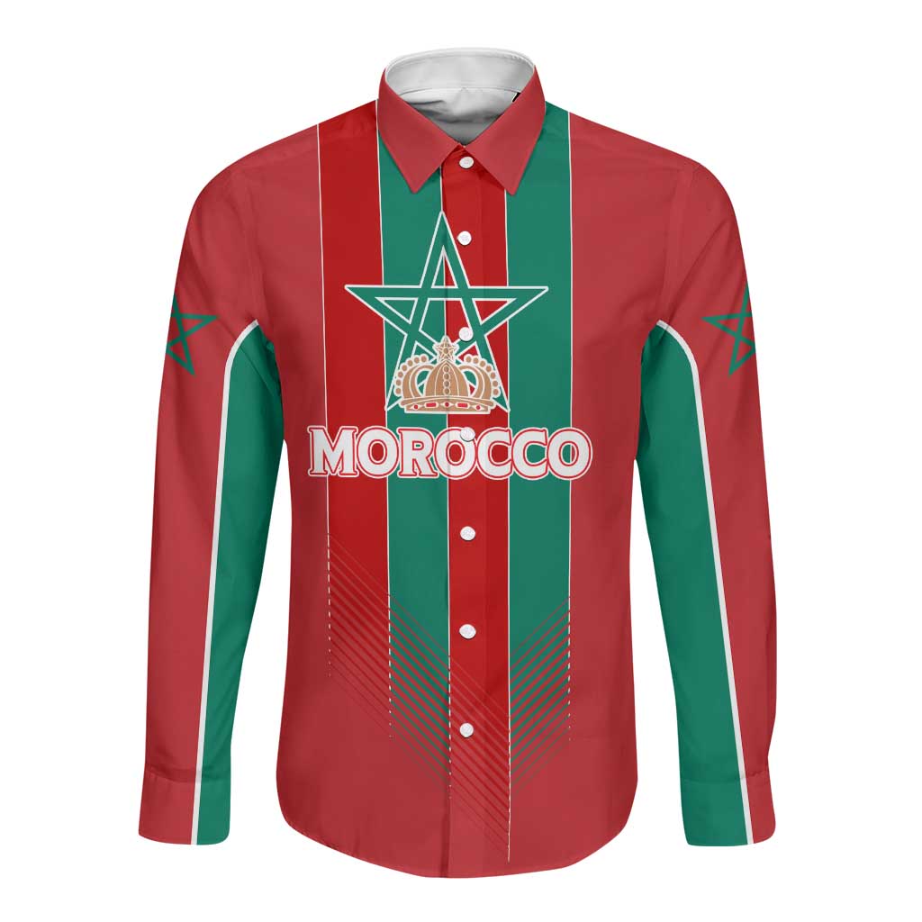 Custom Morocco Football Long Sleeve Button Shirt Nations Cup 2024 Atlas Lions