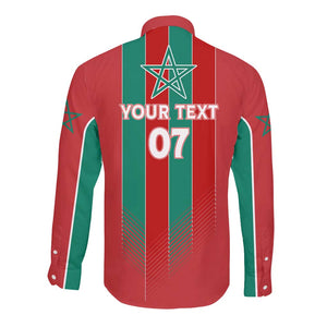 Custom Morocco Football Long Sleeve Button Shirt Nations Cup 2024 Atlas Lions