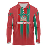 Custom Morocco Football Long Sleeve Polo Shirt Nations Cup 2024 Atlas Lions