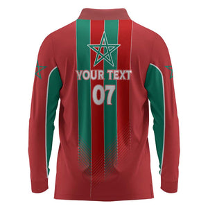 Custom Morocco Football Long Sleeve Polo Shirt Nations Cup 2024 Atlas Lions