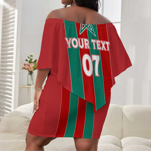 Custom Morocco Football Off Shoulder Short Dress Nations Cup 2024 Atlas Lions LT7