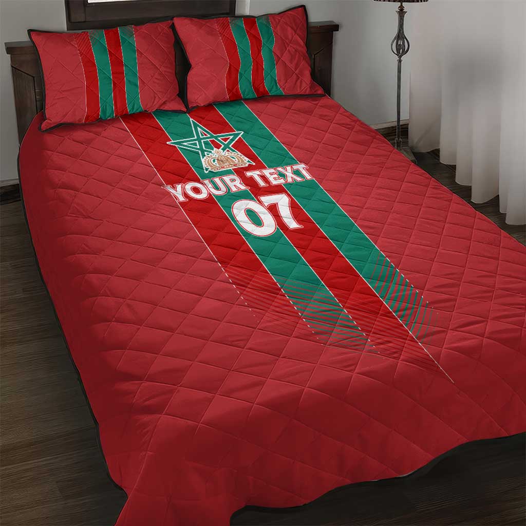 Custom Morocco Football Quilt Bed Set Nations Cup 2024 Atlas Lions