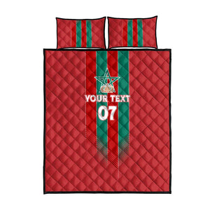 Custom Morocco Football Quilt Bed Set Nations Cup 2024 Atlas Lions