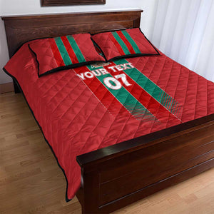 Custom Morocco Football Quilt Bed Set Nations Cup 2024 Atlas Lions