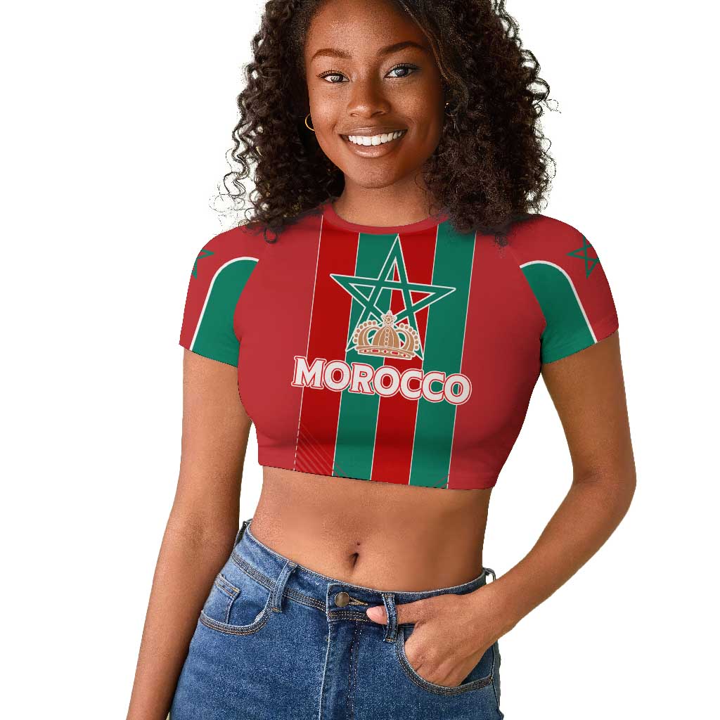 Custom Morocco Football Raglan Cropped T shirt Nations Cup 2024 Atlas Lions