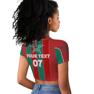 Custom Morocco Football Raglan Cropped T shirt Nations Cup 2024 Atlas Lions