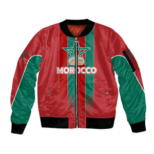 Custom Morocco Football Sleeve Zip Bomber Jacket Nations Cup 2024 Atlas Lions