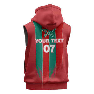 Custom Morocco Football Sleeveless Hoodie Nations Cup 2024 Atlas Lions - African Pride