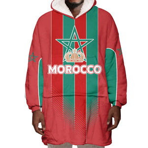 Custom Morocco Football Wearable Blanket Hoodie Nations Cup 2024 Atlas Lions