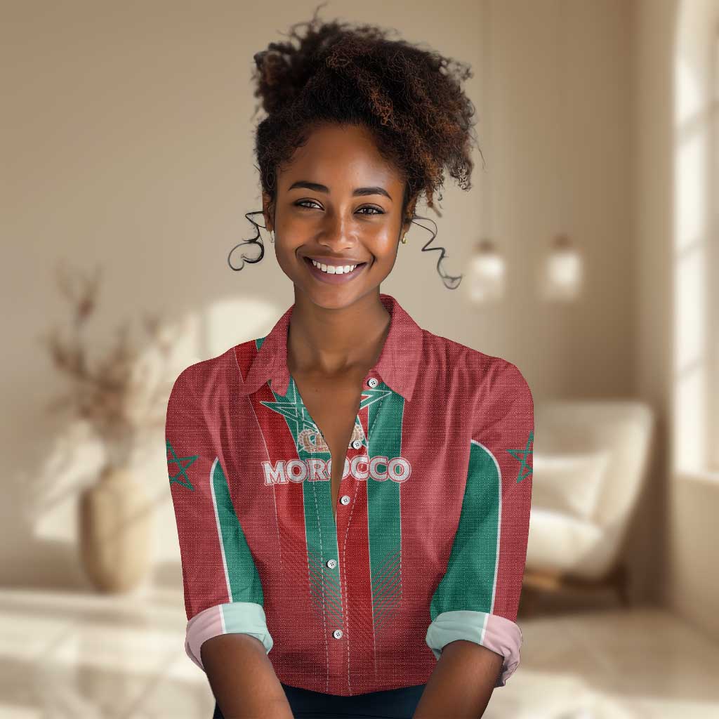 Custom Morocco Football Women Casual Shirt Nations Cup 2024 Atlas Lions