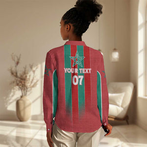 Custom Morocco Football Women Casual Shirt Nations Cup 2024 Atlas Lions