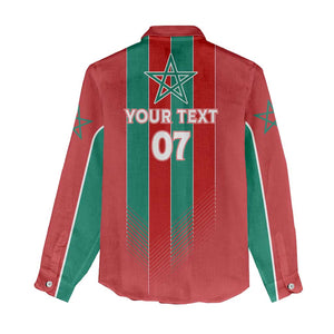 Custom Morocco Football Women Casual Shirt Nations Cup 2024 Atlas Lions