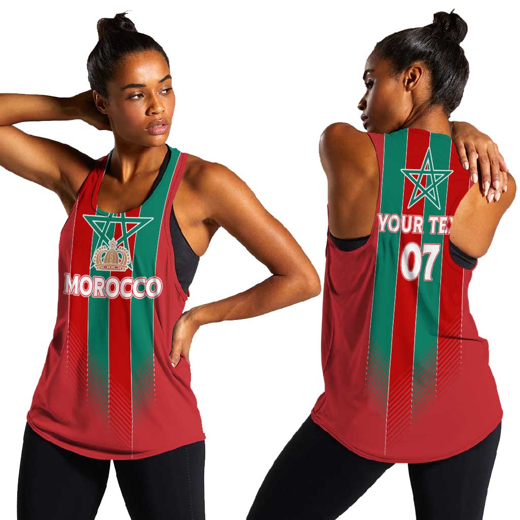 Custom Morocco Football Women Racerback Tank Nations Cup 2024 Atlas Lions