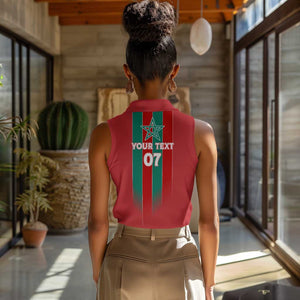 Custom Morocco Football Women Sleeveless Polo Shirt Nations Cup 2024 Atlas Lions