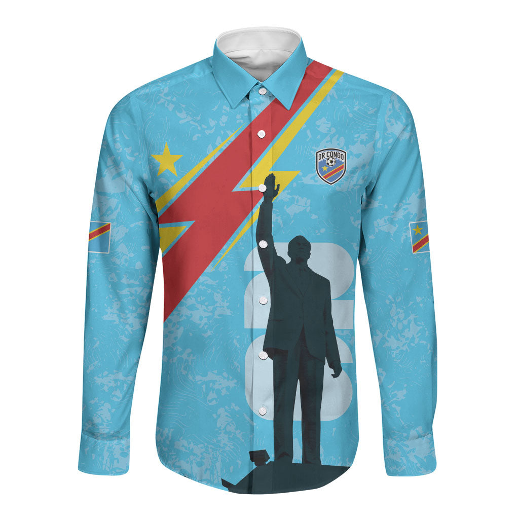 DR Congo WC2026 Custom Long Sleeve Button Shirt Lumumba Eva Inspired