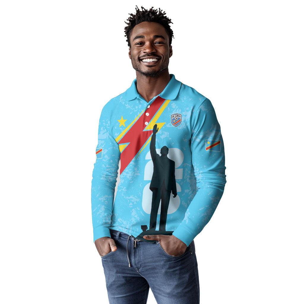DR Congo WC2026 Custom Long Sleeve Polo Shirt Lumumba Eva Inspired