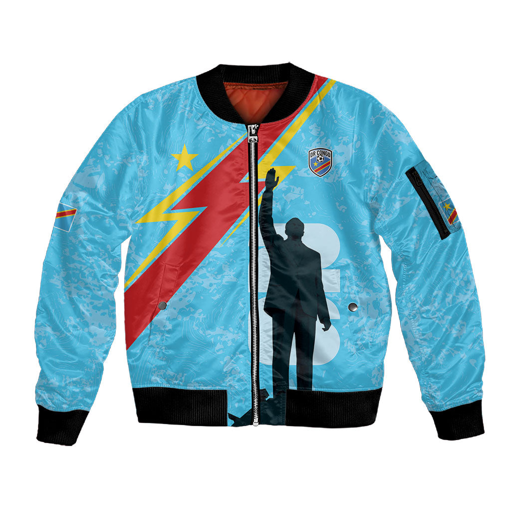 DR Congo WC2026 Custom Sleeve Zip Bomber Jacket Lumumba Eva Inspired