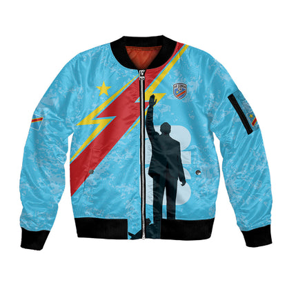 DR Congo WC2026 Custom Sleeve Zip Bomber Jacket Lumumba Eva Inspired