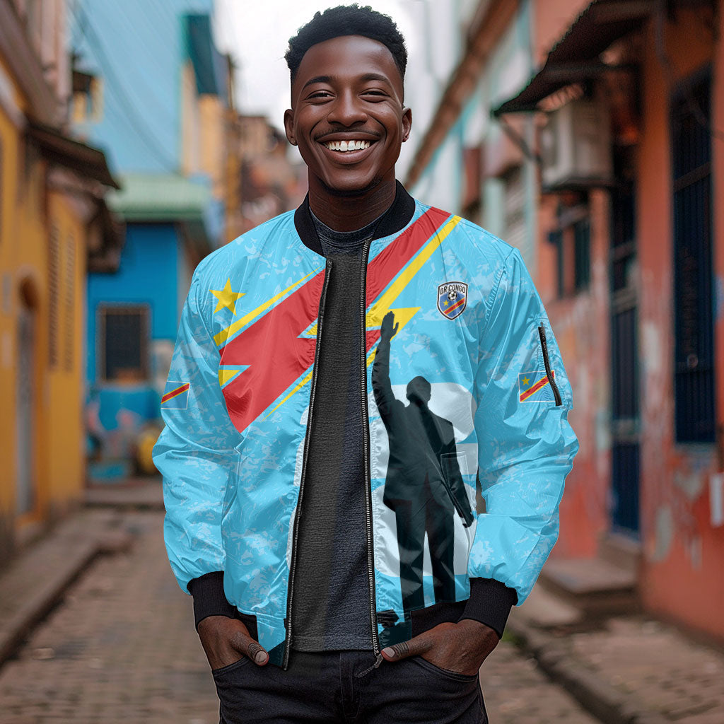 DR Congo WC2026 Custom Sleeve Zip Bomber Jacket Lumumba Eva Inspired