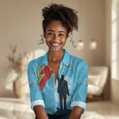 DR Congo WC2026 Custom Women Casual Shirt Lumumba Eva Inspired
