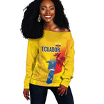 Ecuador Football Custom WC2026 Off Shoulder Sweater Historical Symbols - African Pride