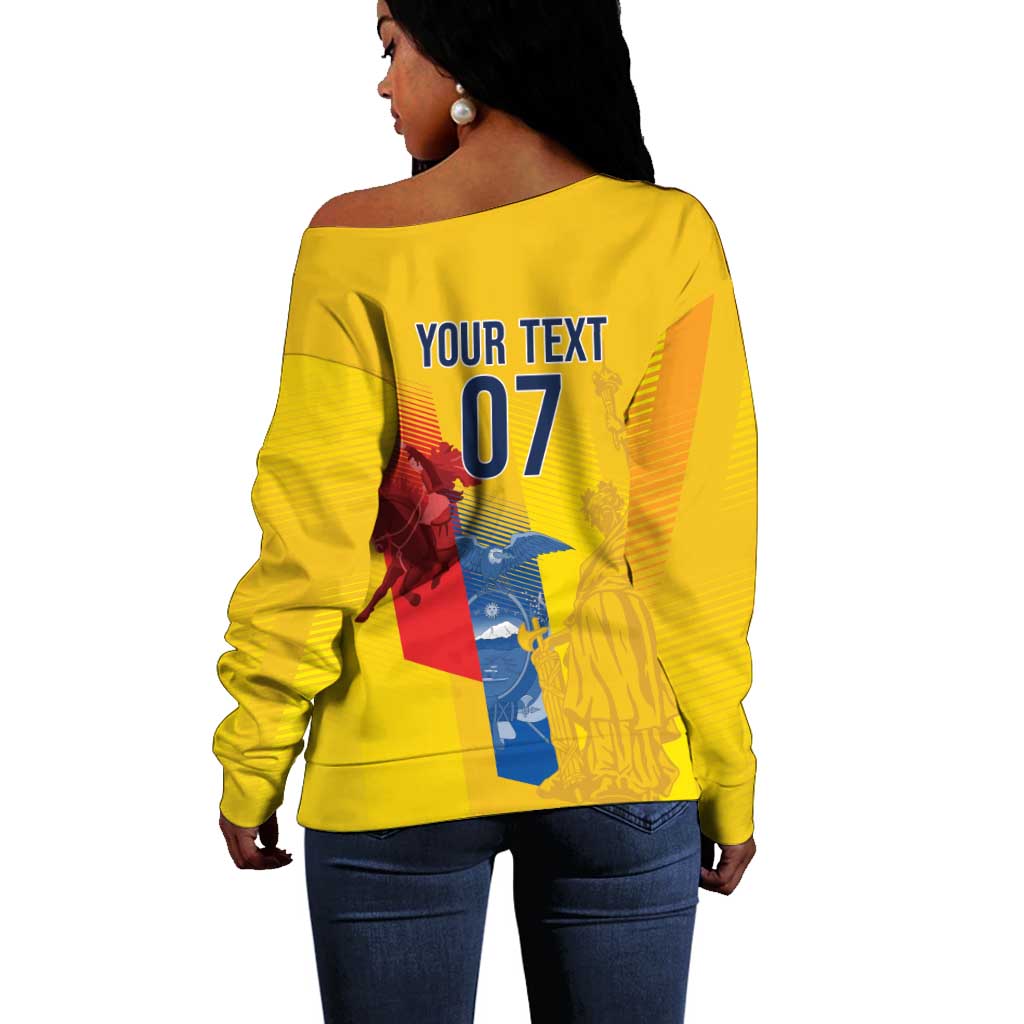 Ecuador Football Custom WC2026 Off Shoulder Sweater Historical Symbols - African Pride