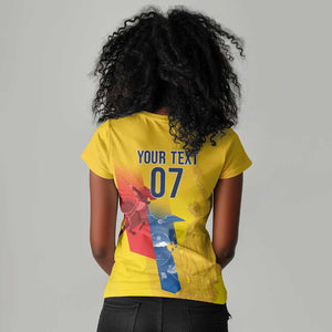 Ecuador Football Custom WC2026 Women V-Neck T-Shirt Historical Symbols - African Pride