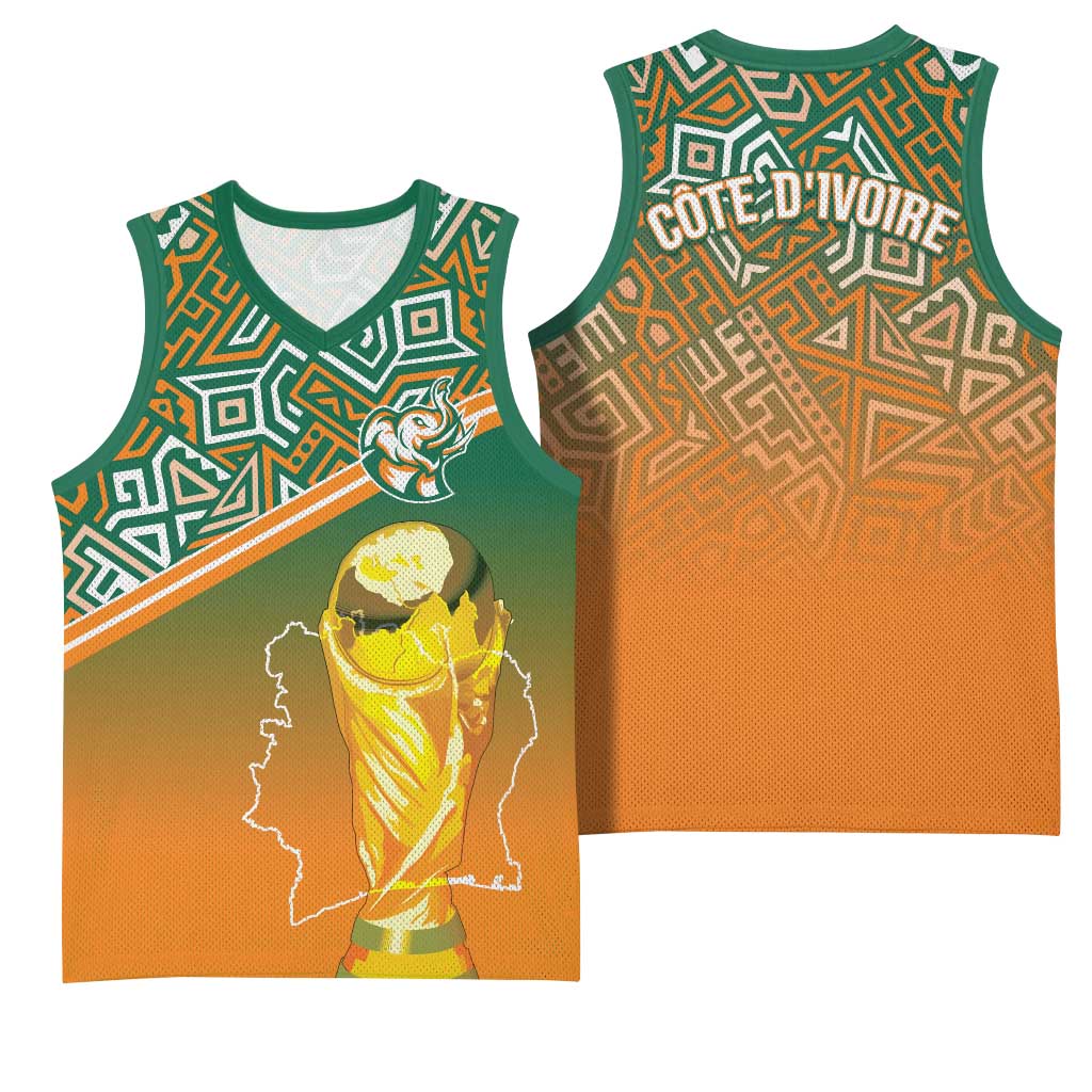 Ivory Coast Football Tribal Patterns Basketball Jersey WC2026 - African Pride