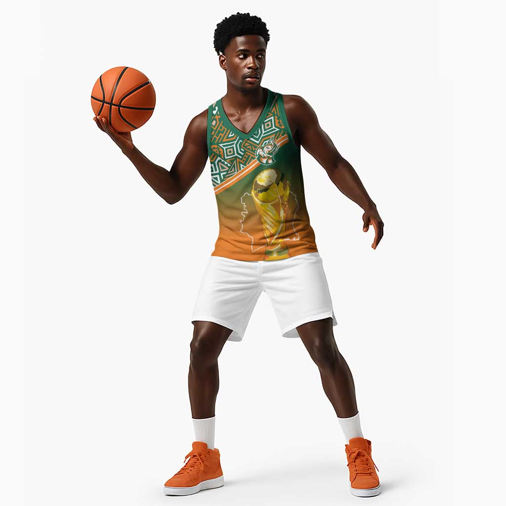 Ivory Coast Football Tribal Patterns Basketball Jersey WC2026 - African Pride