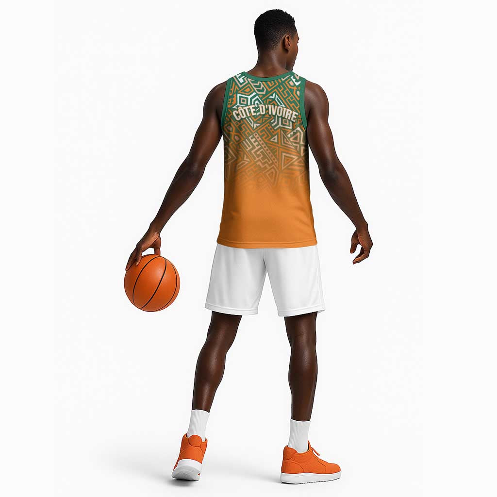Ivory Coast Football Tribal Patterns Basketball Jersey WC2026 - African Pride