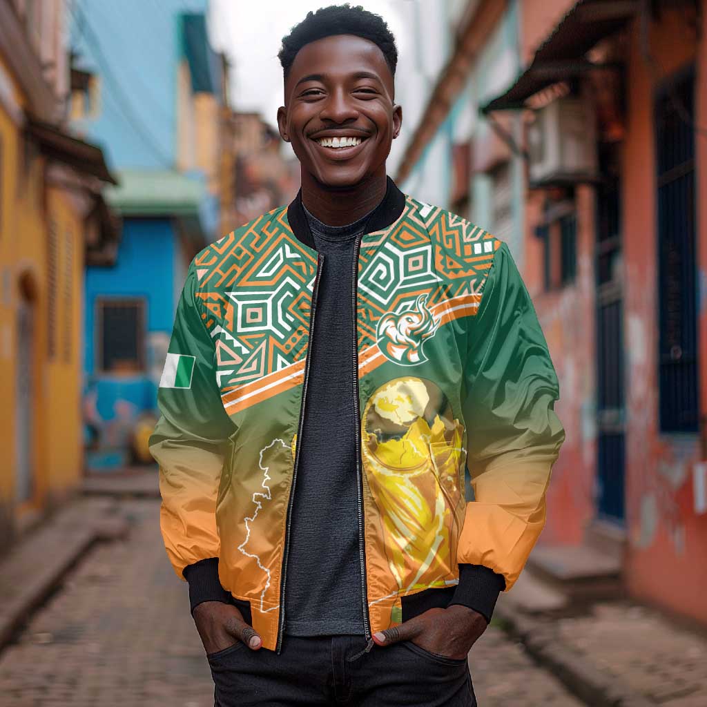 Ivory Coast Football Tribal Patterns Bomber Jacket WC2026 - African Pride