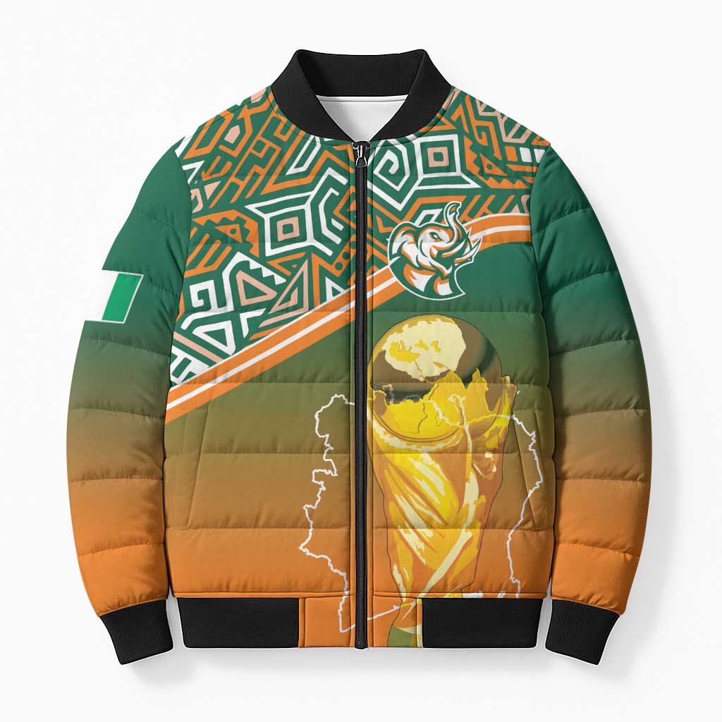 Ivory Coast Football Tribal Patterns Bomber Puffer Jacket WC2026 - African Pride