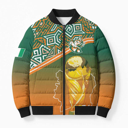 Ivory Coast Football Tribal Patterns Bomber Puffer Jacket WC2026 - African Pride
