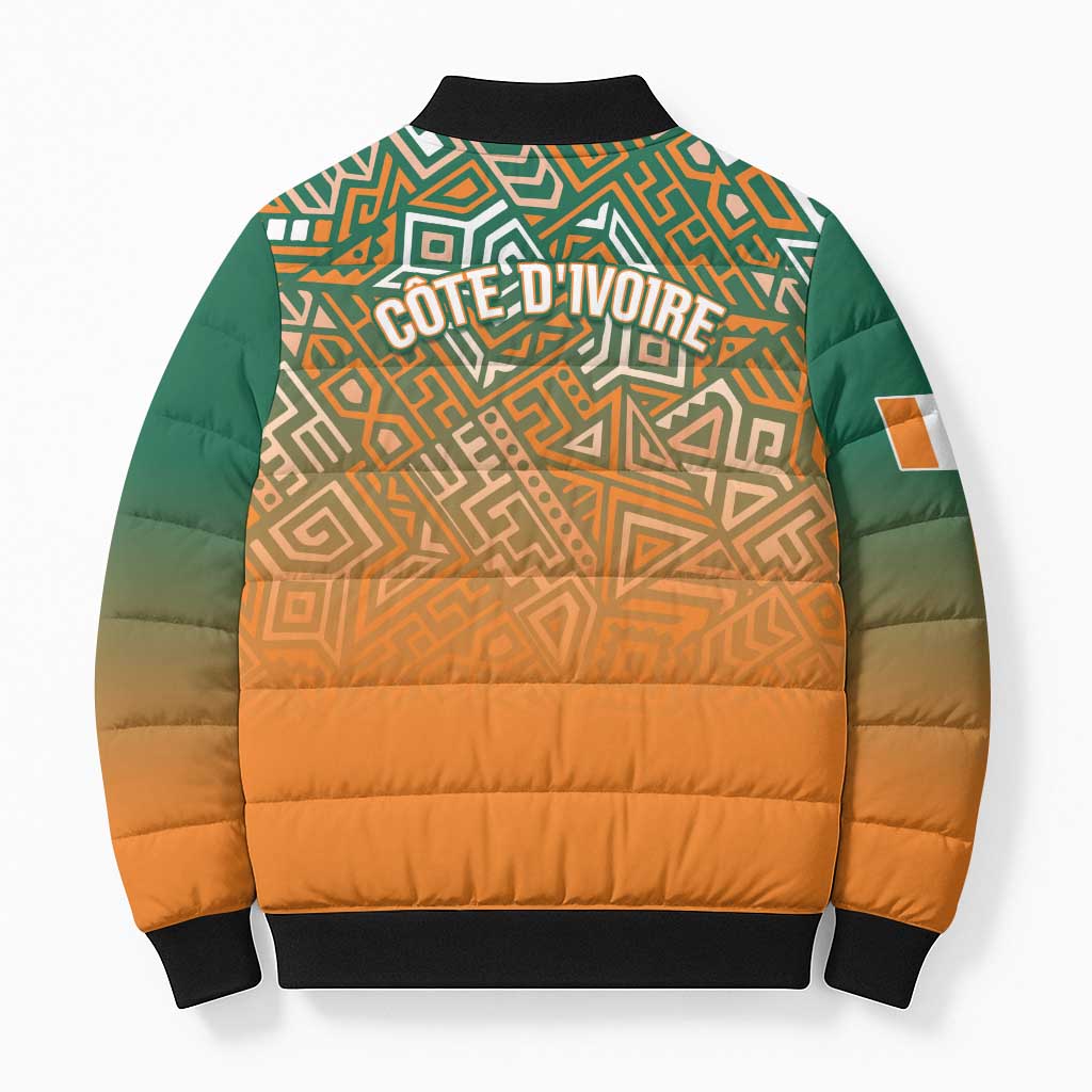 Ivory Coast Football Tribal Patterns Bomber Puffer Jacket WC2026 - African Pride