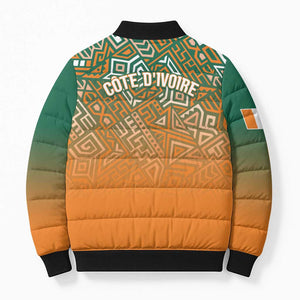 Ivory Coast Football Tribal Patterns Bomber Puffer Jacket WC2026 - African Pride
