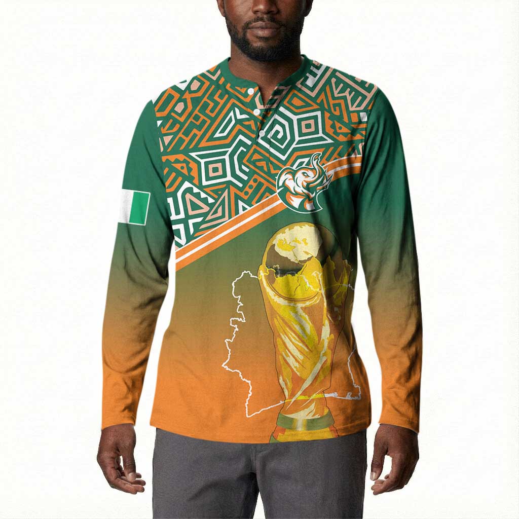 Ivory Coast Football Tribal Patterns Button Sweatshirt WC2026