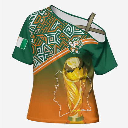 Ivory Coast Football Tribal Patterns Cross Shoulder Shirt WC2026 - African Pride