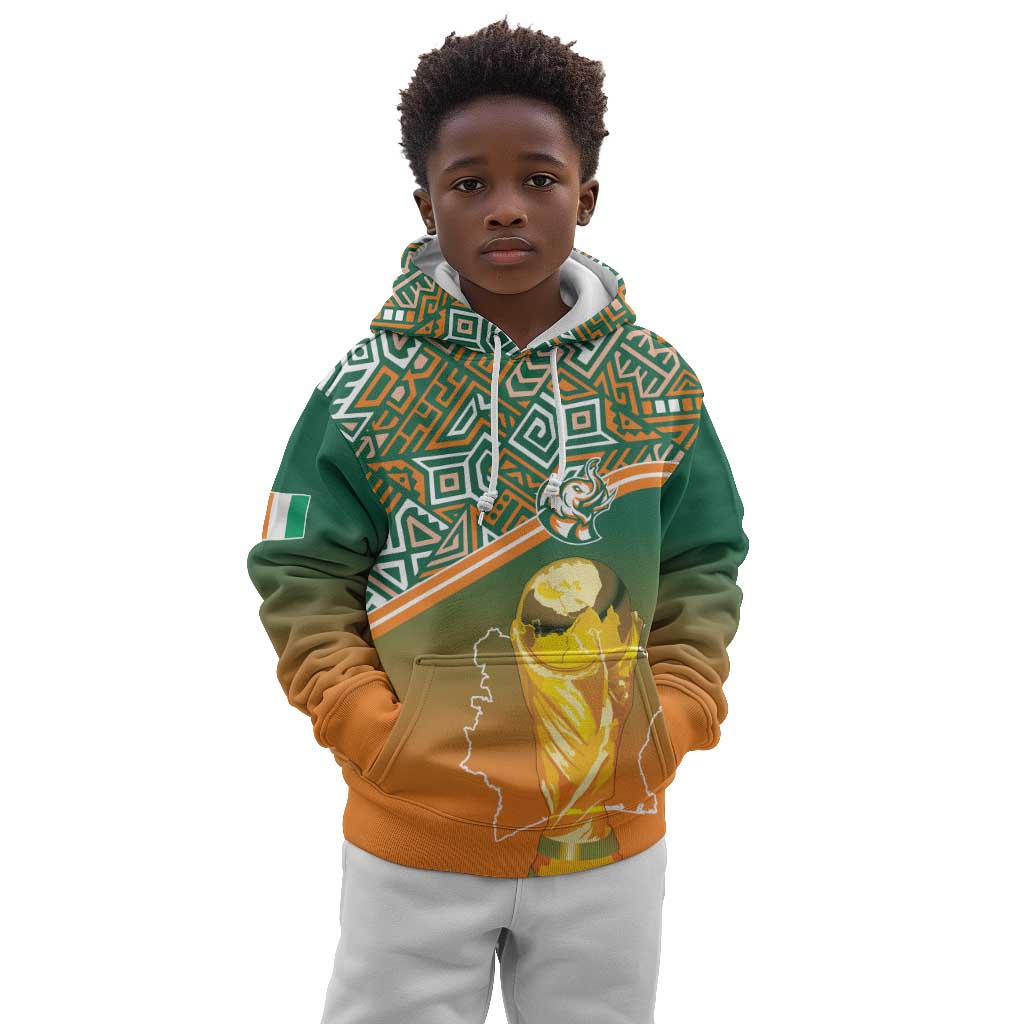 Ivory Coast Football Tribal Patterns Kid Hoodie WC2026 - African Pride