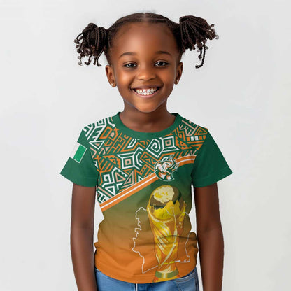 Ivory Coast Football Tribal Patterns Kid T shirt WC2026 - African Pride