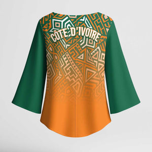 Ivory Coast Football Tribal Patterns Kimono Sleeve Blouse WC2026 - African Pride