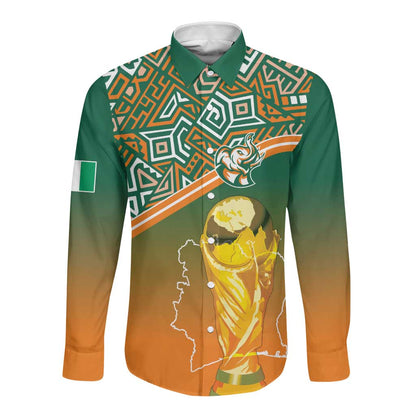 Ivory Coast Football Tribal Patterns Long Sleeve Button Shirt WC2026 - African Pride