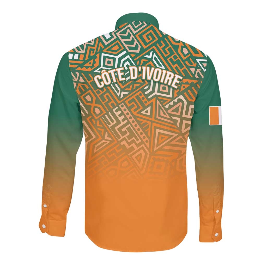 Ivory Coast Football Tribal Patterns Long Sleeve Button Shirt WC2026 - African Pride