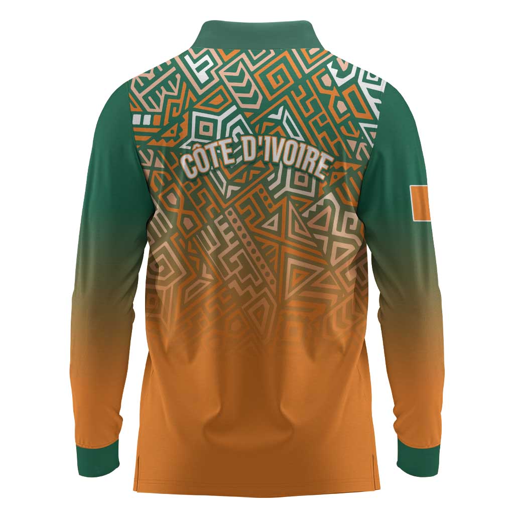 Ivory Coast Football Tribal Patterns Long Sleeve Polo Shirt WC2026 - African Pride