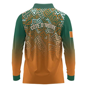 Ivory Coast Football Tribal Patterns Long Sleeve Polo Shirt WC2026 - African Pride