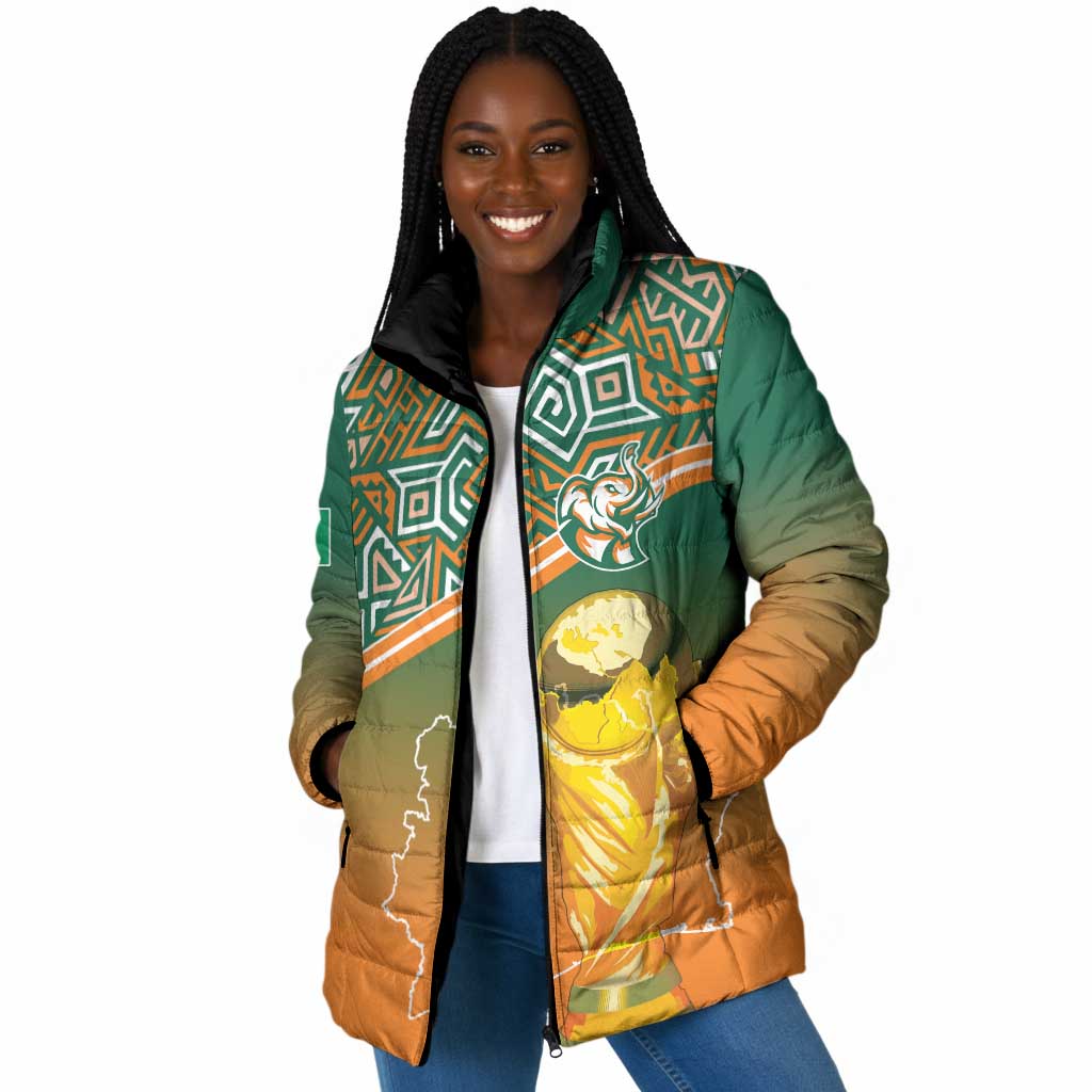 Ivory Coast Football Tribal Patterns Padded Jacket WC2026 - African Pride