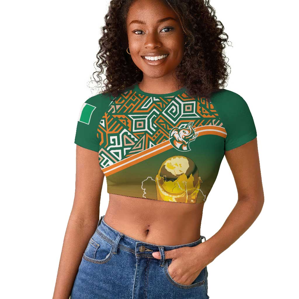 Ivory Coast Football Tribal Patterns Raglan Cropped T shirt WC2026 - African Pride