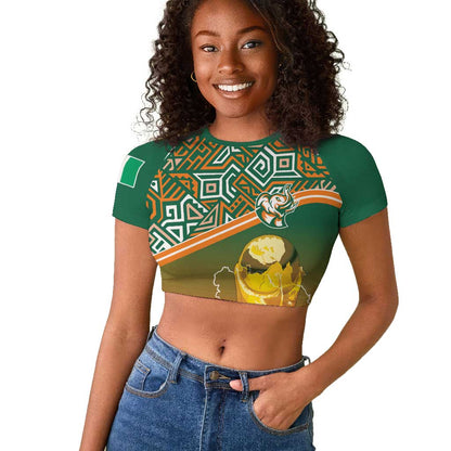 Ivory Coast Football Tribal Patterns Raglan Cropped T shirt WC2026 - African Pride