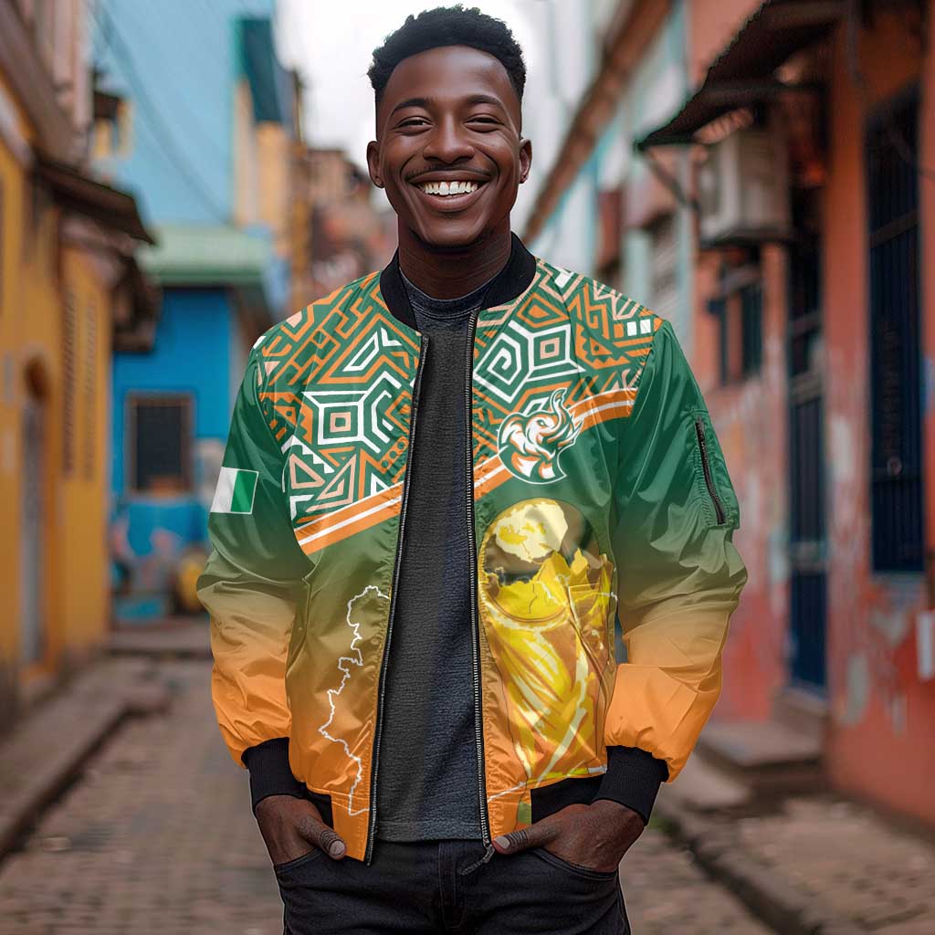 Ivory Coast Football Tribal Patterns Sleeve Zip Bomber Jacket WC2026 - African Pride