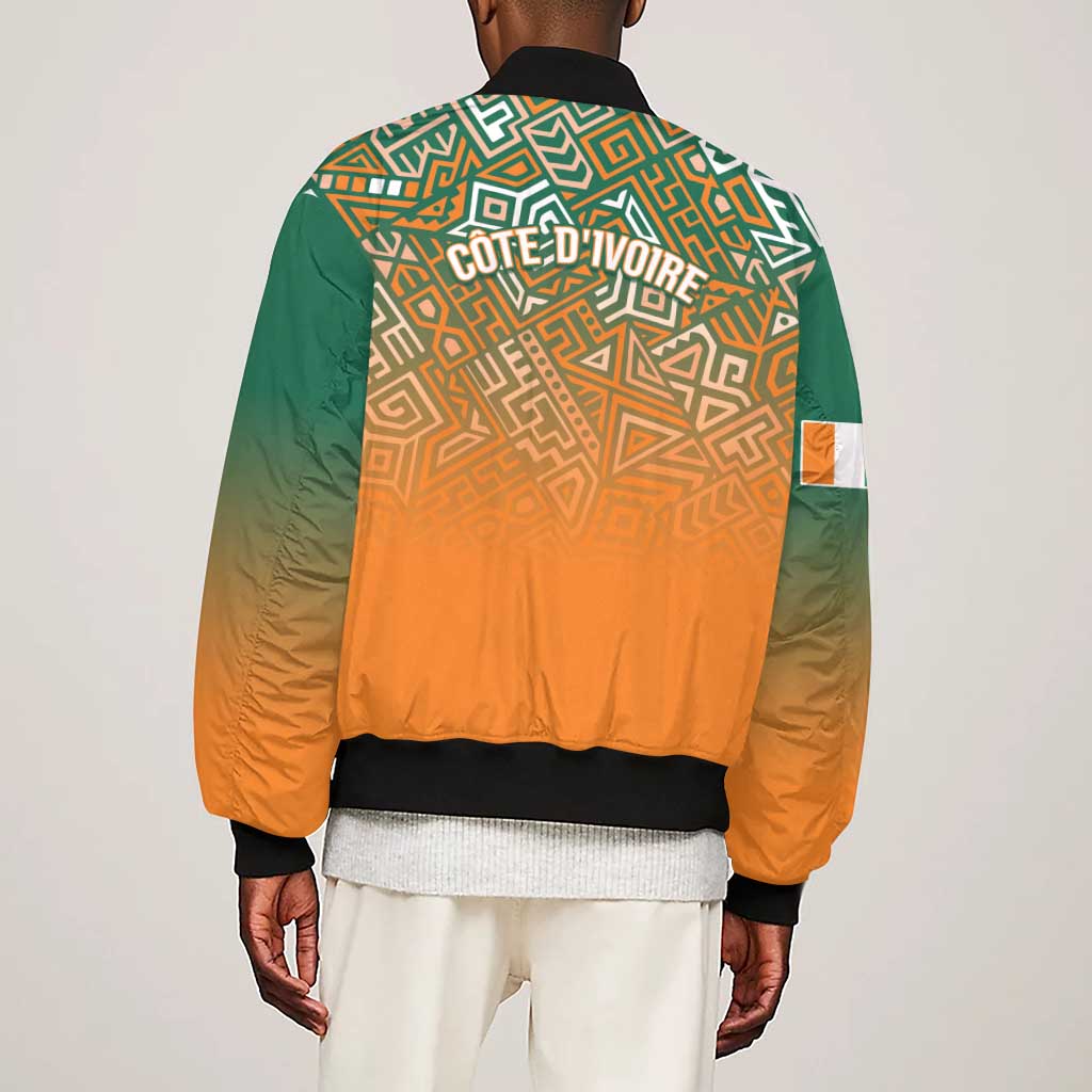 Ivory Coast Football Tribal Patterns Sleeve Zip Bomber Jacket WC2026 - African Pride